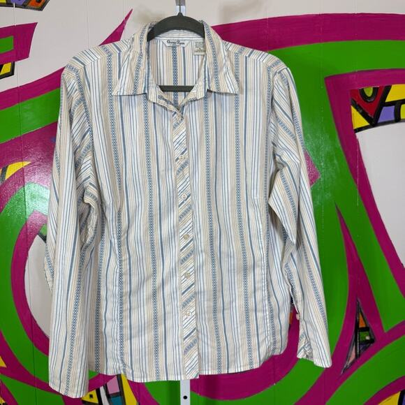 Quizz Again, Blue and White Casual Button Down Shirt. Size XL. Vintage - Picture 1 of 6